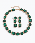 Shiny Crystal Necklace Set – Bold Emerald Glamour