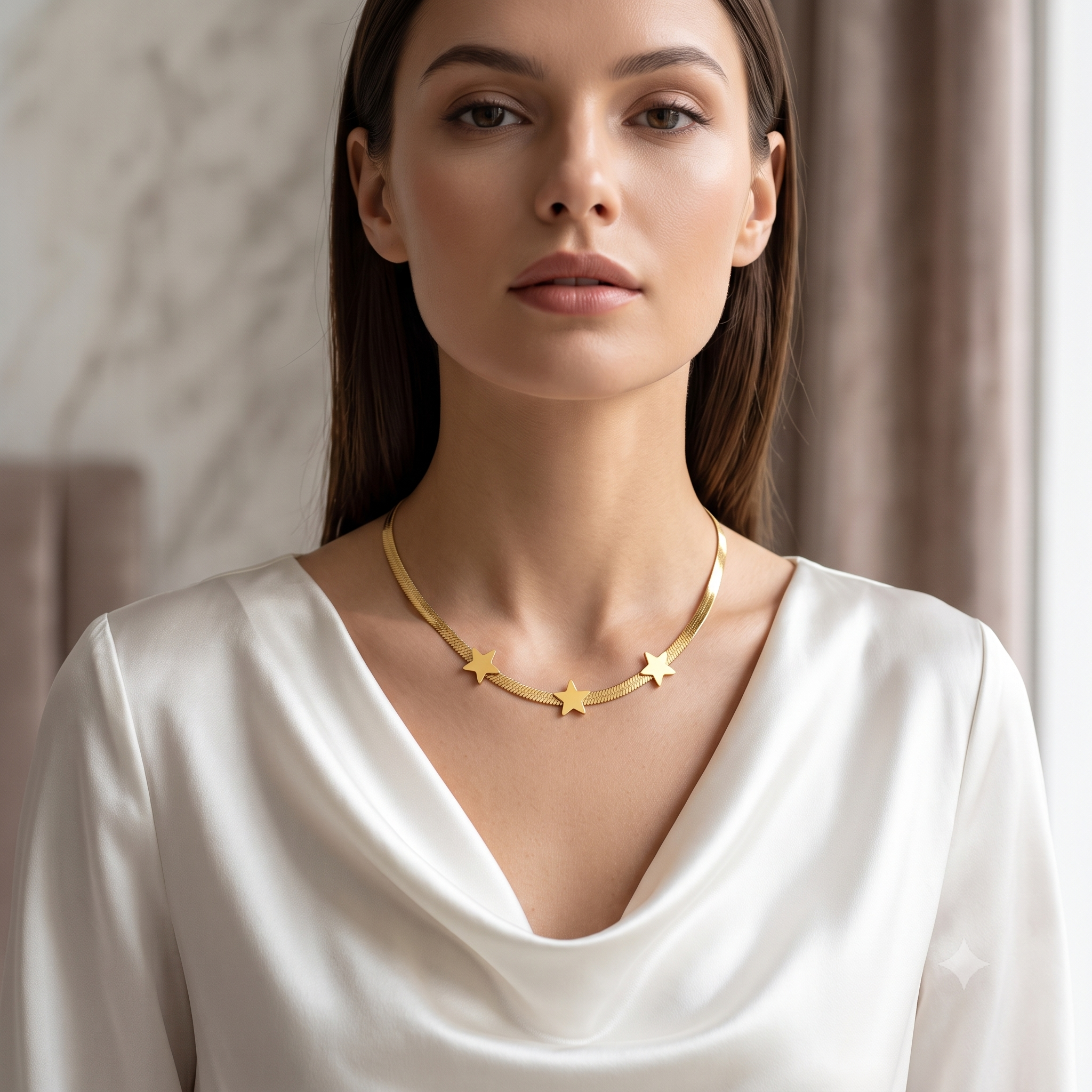 Triple Star Gold Chain Necklace