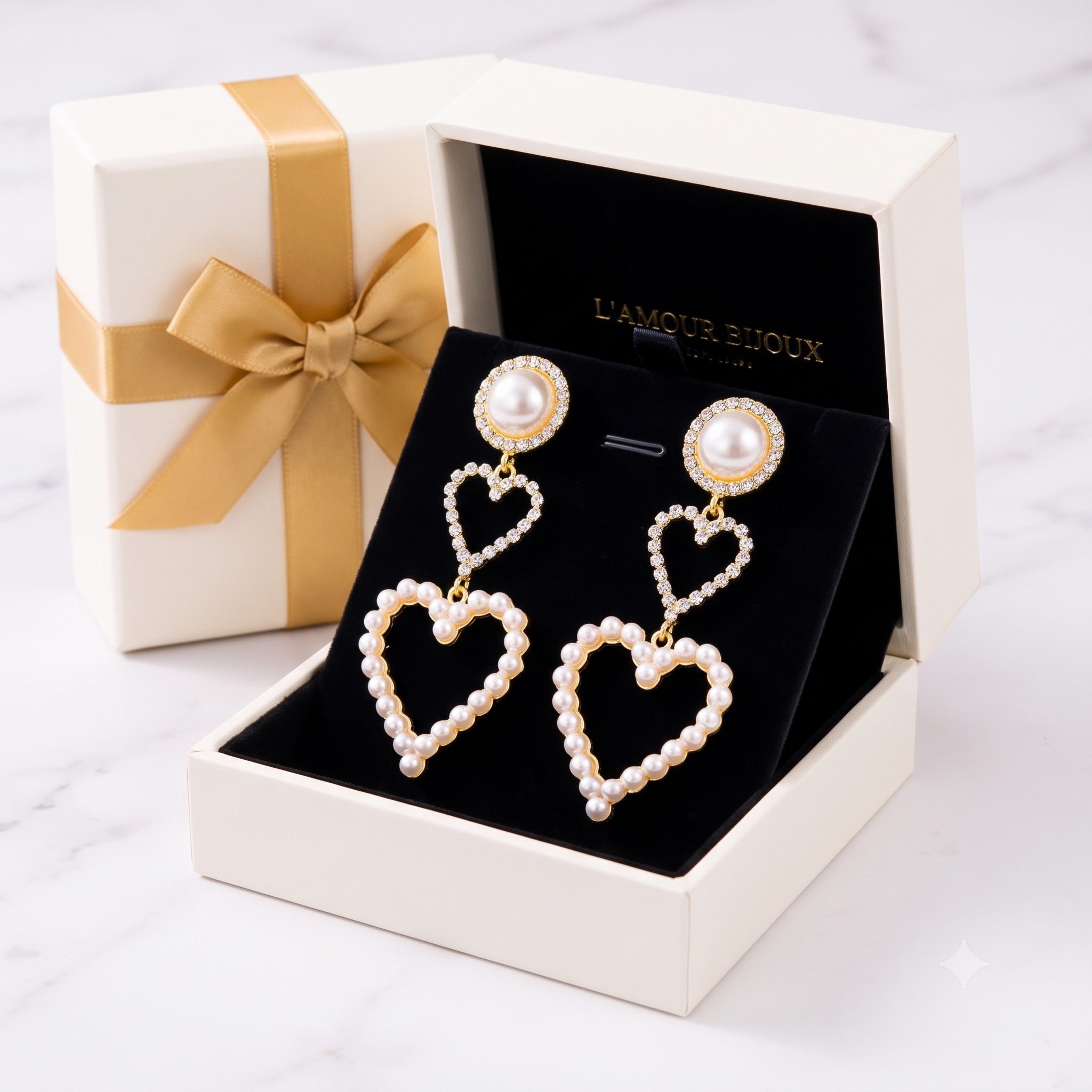 Pearl Rhinestone Drop Earrings