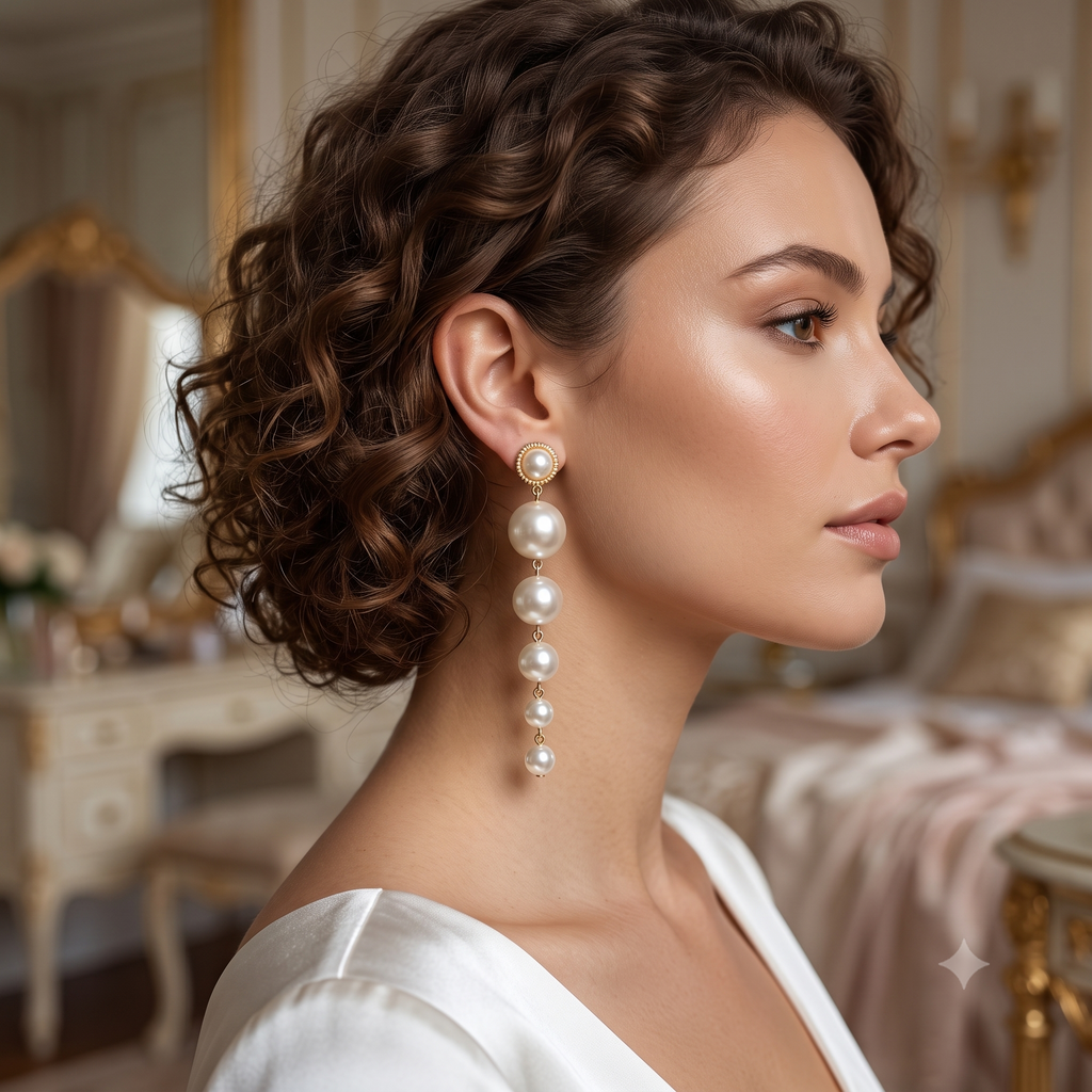 Elegant Long Pearl Drop Earrings – Classic Beauty, Modern Grace