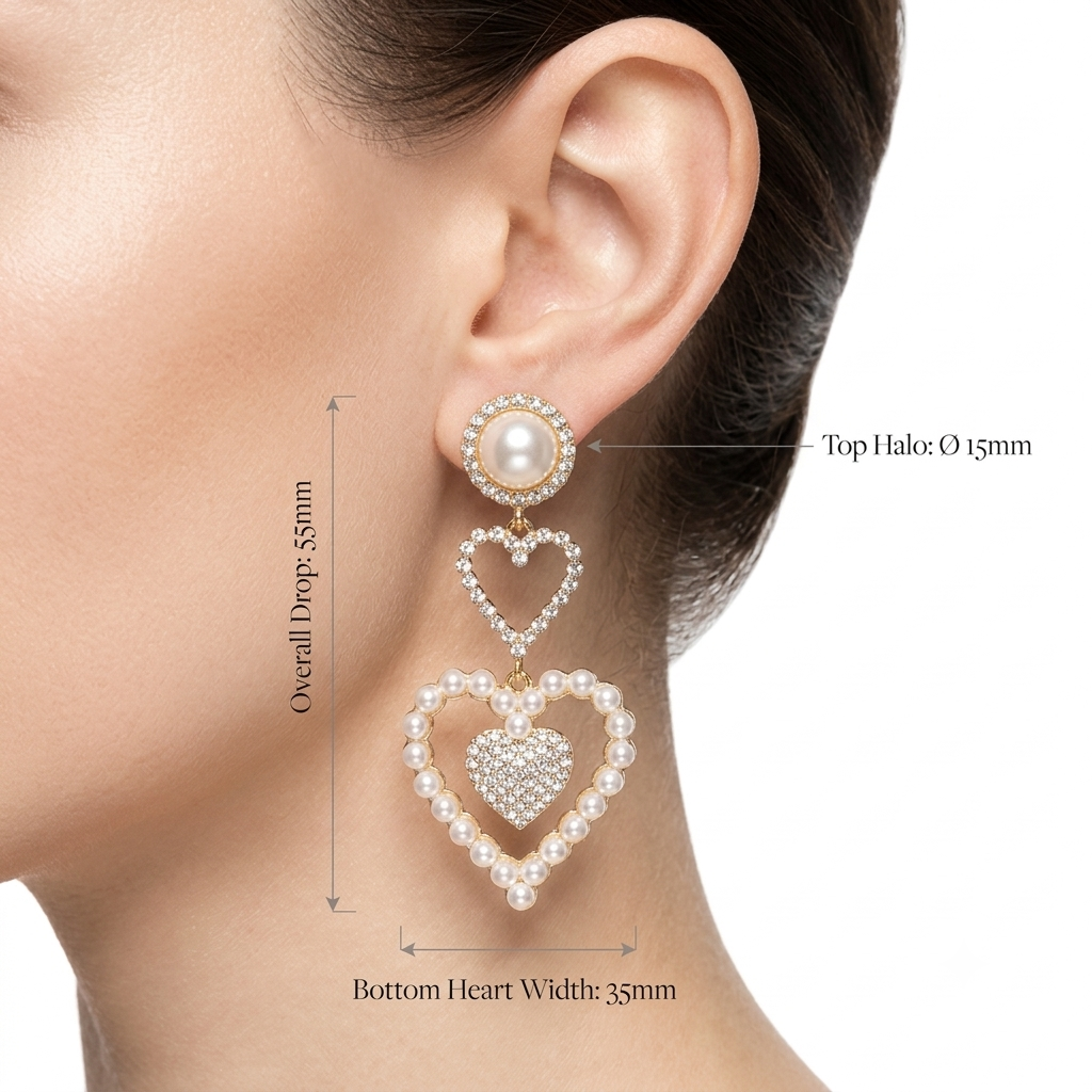 Pearl Rhinestone Drop Earrings