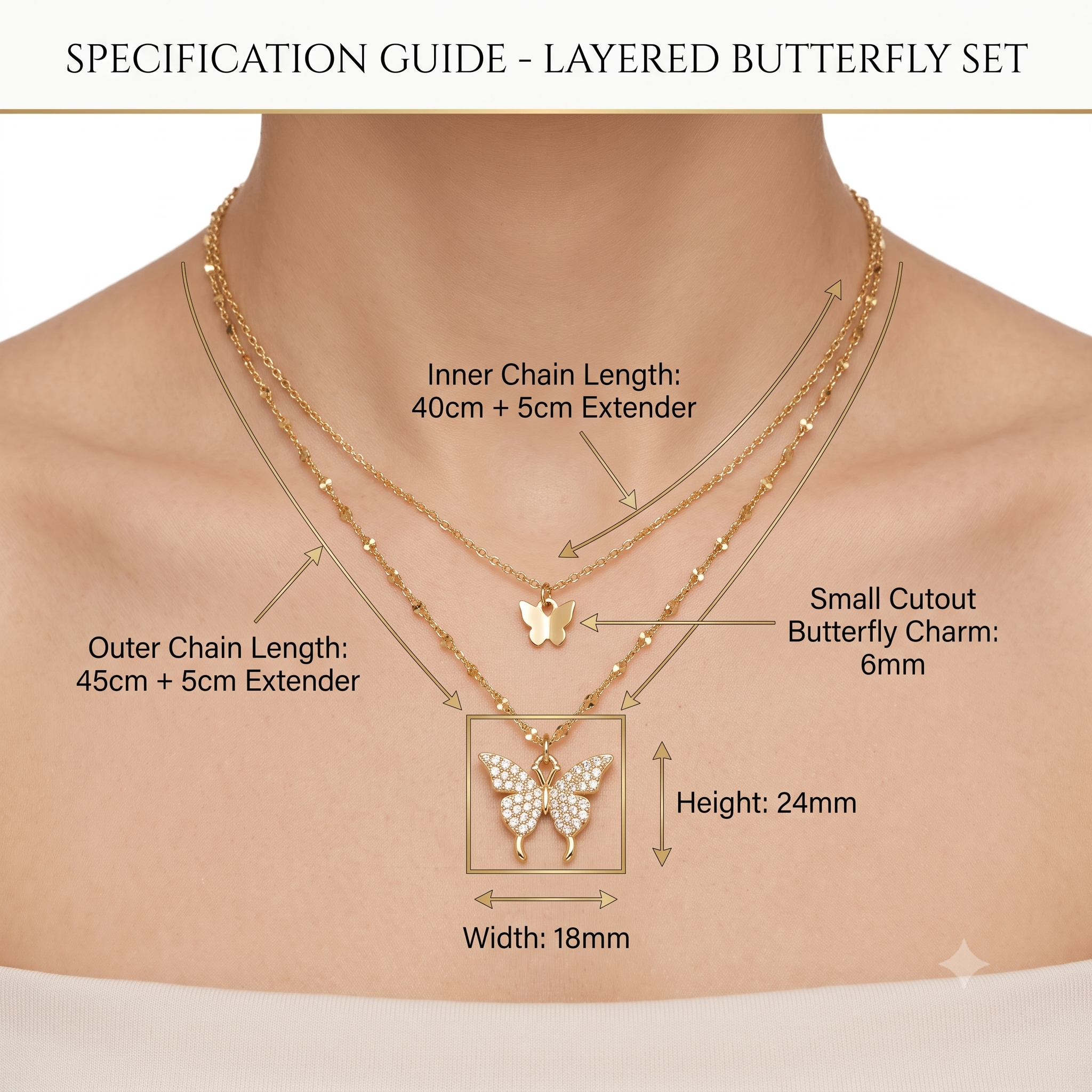 Elegant Butterfly Double Layer Necklace