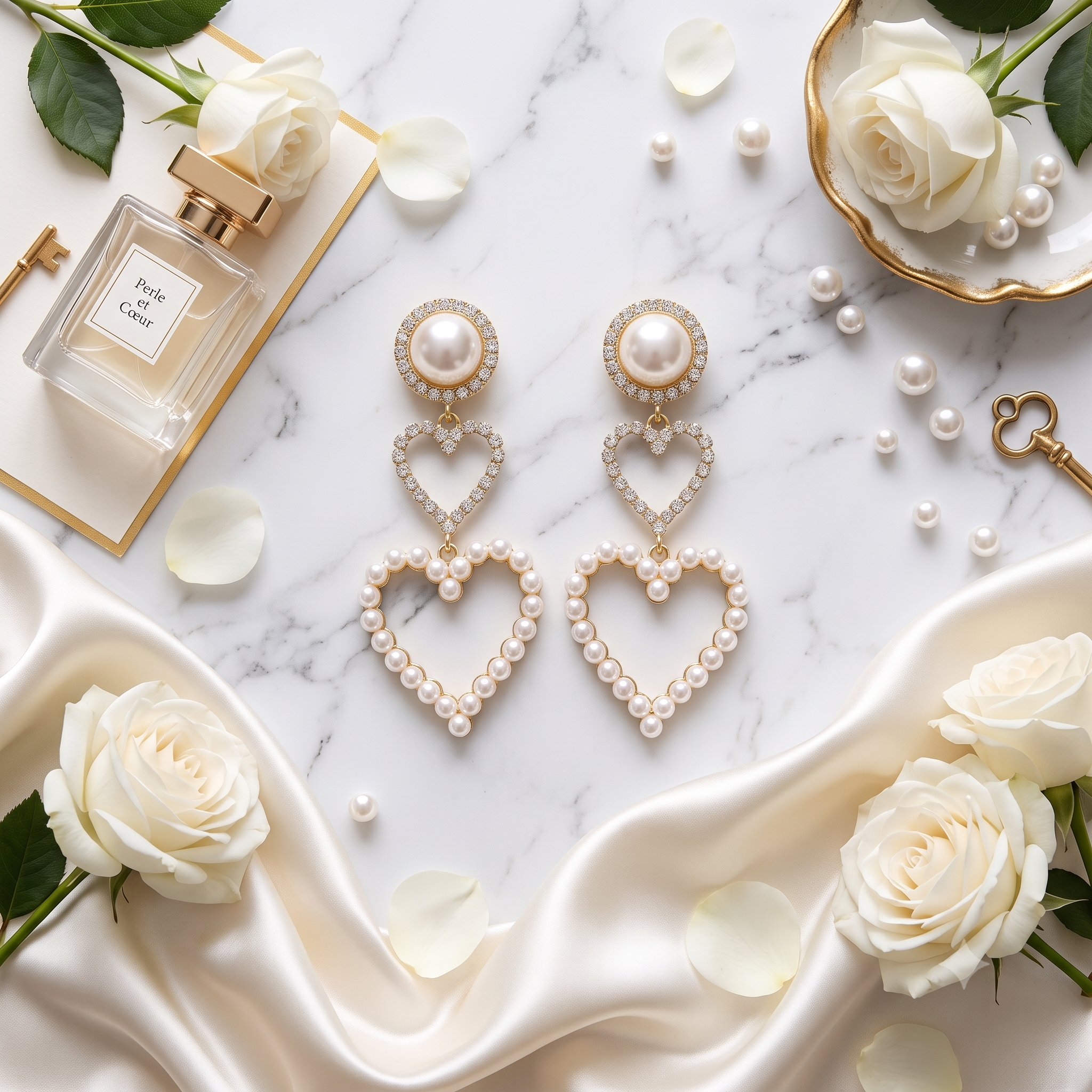 Pearl Rhinestone Drop Earrings