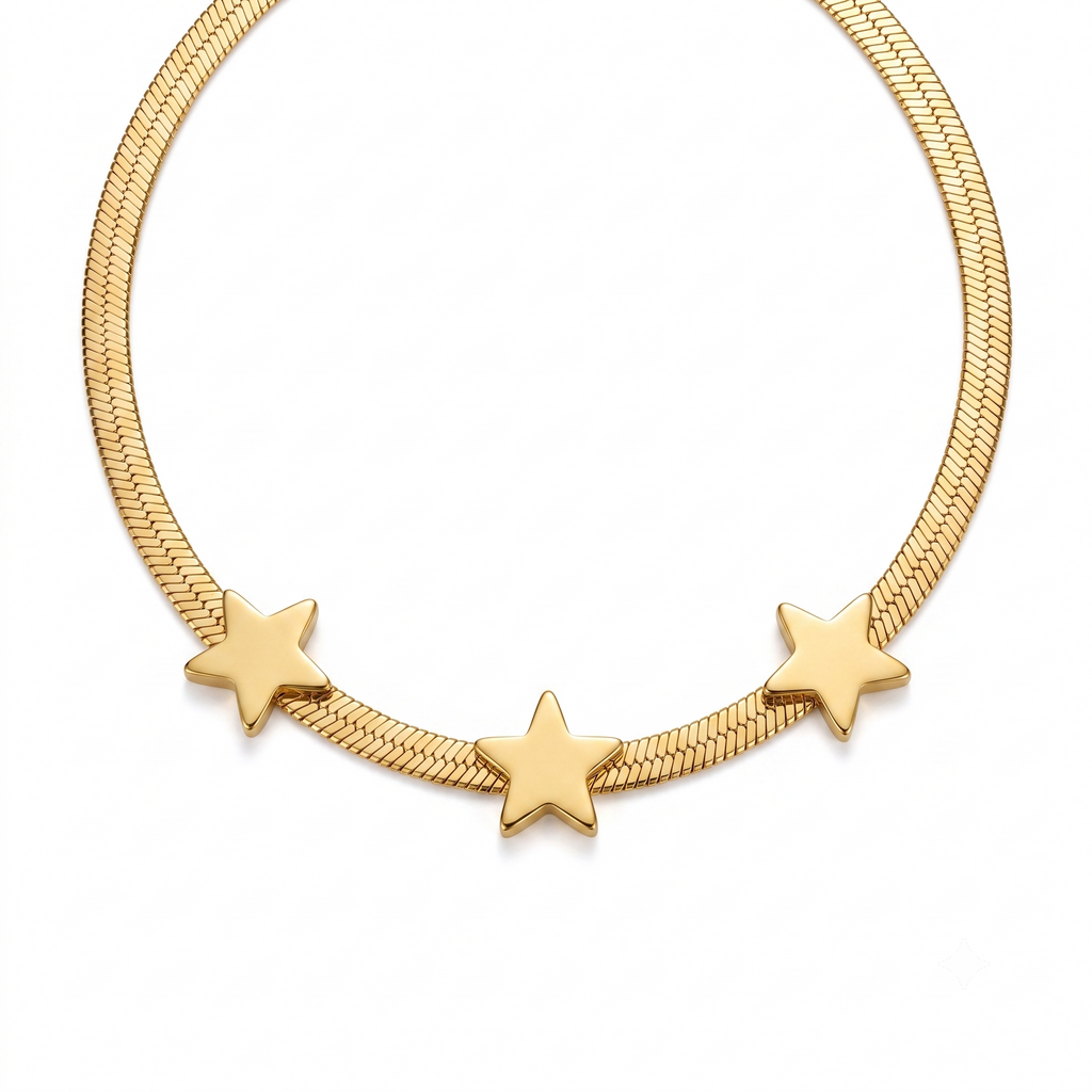 Triple Star Gold Chain Necklace