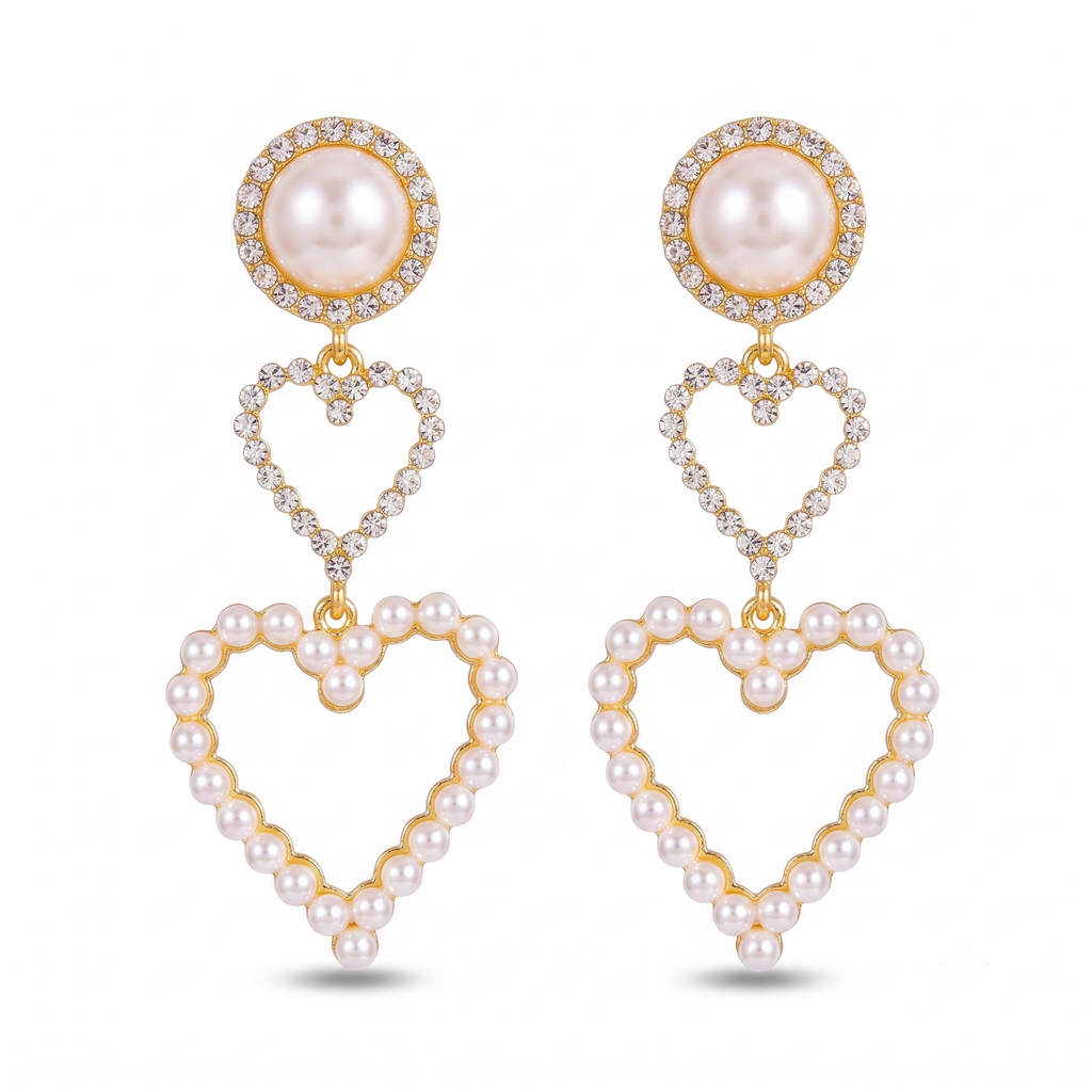 Pearl Rhinestone Drop Earrings