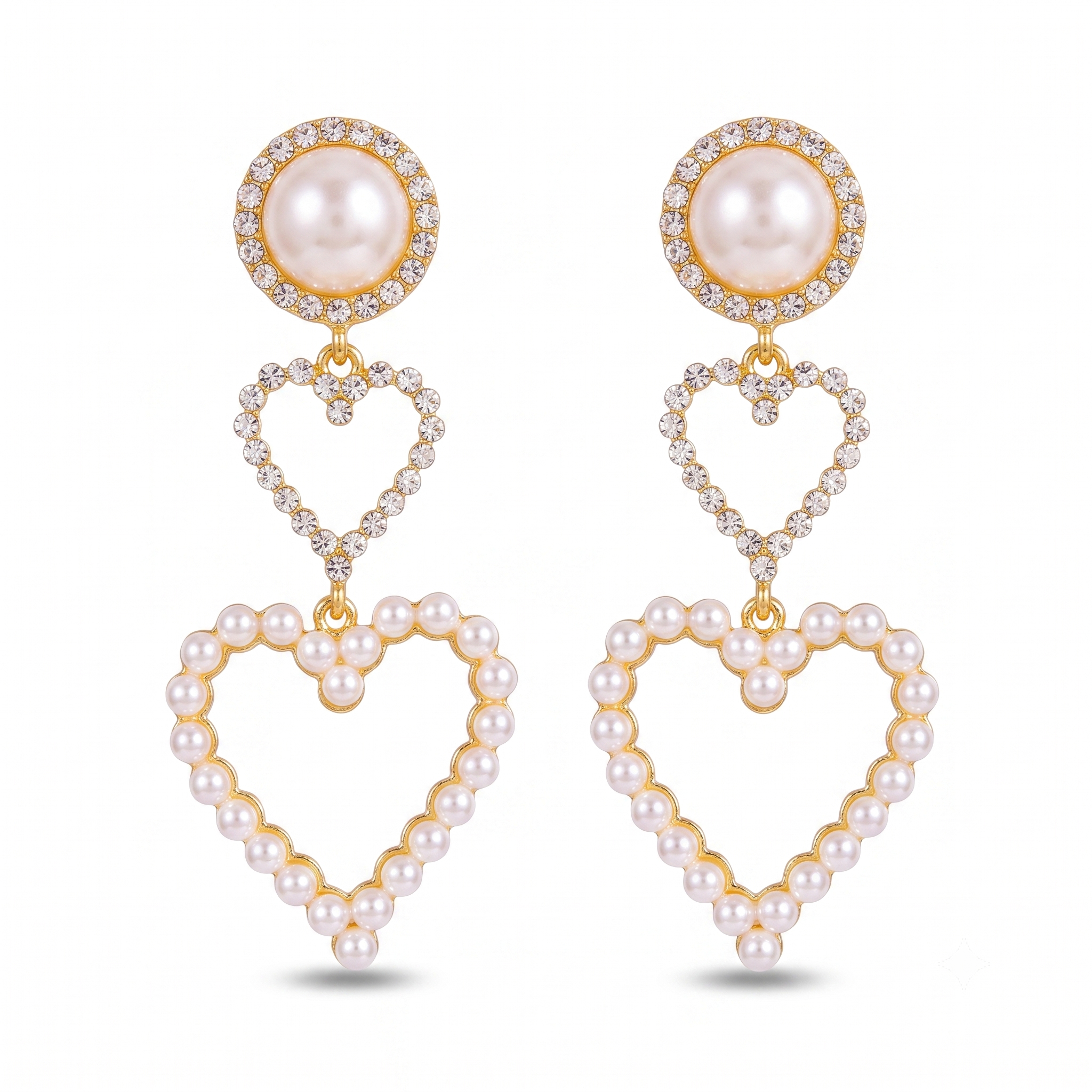 Pearl Rhinestone Drop Earrings