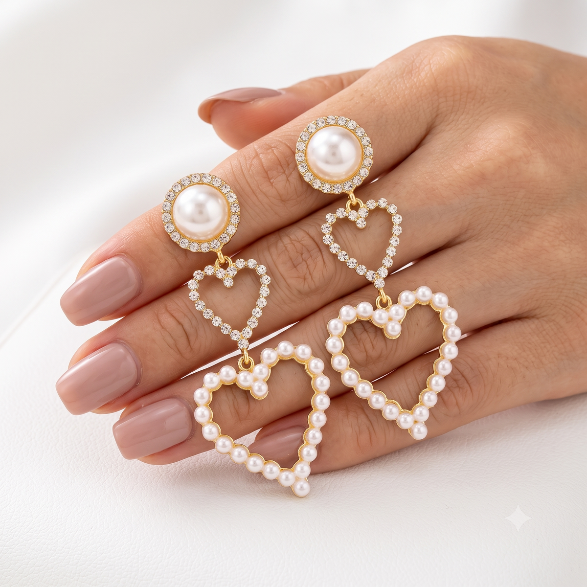 Pearl Rhinestone Drop Earrings